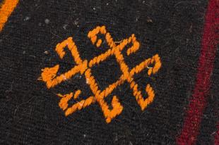 TURUNCU SARİ RENGİ EL DOKUMA KEÇİ KILI KİLİM PASPAS