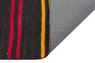 KIRMIZI SARİ RENGİ ÇİZGİLİ DESEN KEÇİ KILI YÜN KİLİM