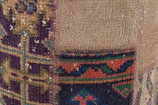 KAHVEREGİ ANADOLU KİLİM EL DOKUMA PATCHWORK PUF