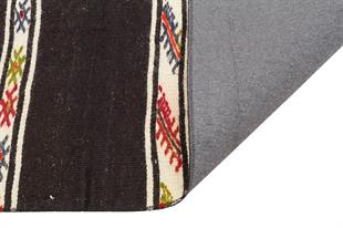 GERÇEK EL DOKUMA SİYAH RENGİ TÜRK MOTİFİ KİLİM