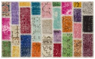GENELEKSEL EL DOKUMA MULTİ  RENGİ PATCHWORK HALI PASPAS