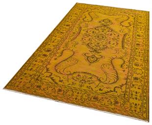 GENELEKSEL EL DOKUMA HARDAL RENGİ GÖBEKLİ DESEN ESKİTME VİNTAGE HALISI