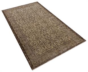 GENELEKSEL KREM KAHVERENGİ ÇİÇEKLİ DOĞAL VİNTAGE HALISI