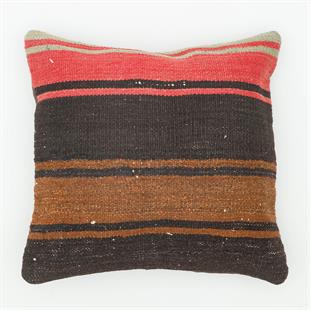 KAHVERENGİ SİYAH EL DOKUMA VİNTAGE YASTIK KILIFI