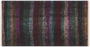 GERÇEK EL DOKUMA ÇOK RENKLİ DESEN KEÇİ KILI YÜN KİLİMİ