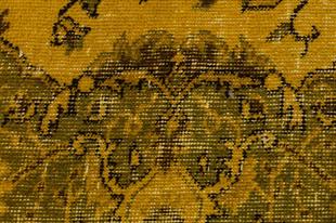 GERÇEK EL DOKUMA HARDAL KAHVERENGİ GÖBEKLİ DESEN VİNTAGE HALISI