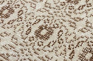 GENELEKSEL EL DOKUMA BEJ KAHVERENGİ ÇİÇEKLİ DESEN YÜN SALON HALISI