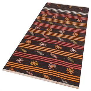 GERÇEK EL DOKUMA RENKLİ ÇİÇEKLİ DESEN ANADOLU YÜN KİLİM