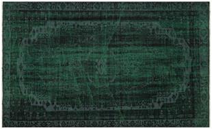 GERÇEK EL DOKUMA CAM YEŞİL RENGİ GÖBEKLİ VİNTAGE HALI