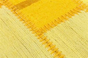 Eşsiz El Dokuma Sari Rengi Kendir Kilim Paspas-50x80