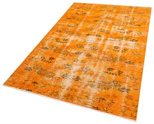 GERÇEK EL DOKUMA KAHVERENGİ ÇİÇEKLİ TURUNCE VİNTAGE HALISI