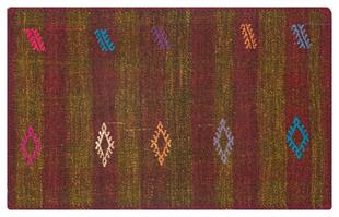 GERÇEK EL DOKUMA BORDO RENGİ GEOMETRİK DESEN KİLİM PASPAS