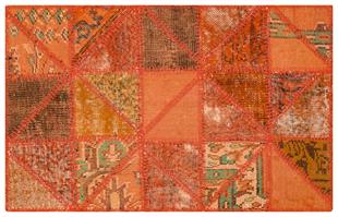 GENELEKSEL EL DOKUMA TURUNCU RENGİ PATCHWORK HALI PASPAS
