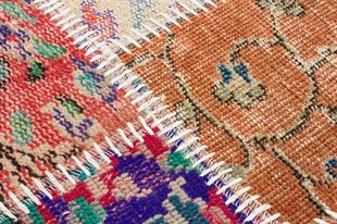 Geneleksel El Dokuma  Bej Naturel Rengi Patchwork Halı