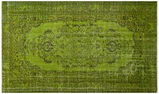 EŞSİZ EL DOKUMA FİSTİK YEŞİL SİYAH GÖBEKLİ DESEN YÜN VİNTAGE HALISI