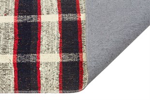 ÖZEL EL DOKUMA LACUVERT KREM KARİŞİMI VINTAGE KİLİM 