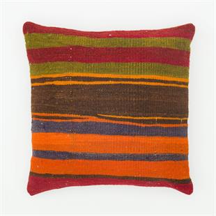 ÇOK RENKLİ ÇİZGİLİ DESEN ÇAPUT PALA KİLİM YASTIK KILIFI