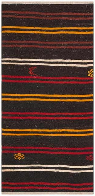 GERÇEK EL DOKUMA RENKLİ ÇİZGİLİ DESEN ANADOLU YÜN KİLİM