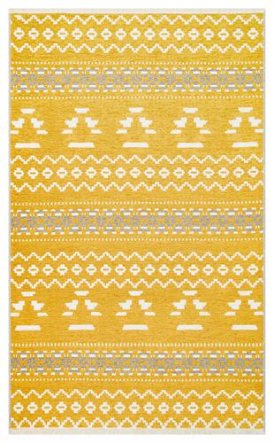 NOA GREY YELLOW  HAV TOZ VERMEZ YIKANABİLİR ÇİFT TARAFLI İNCE MODERN İSKANDİNAV KİLİM