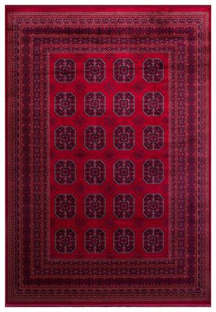 AFGAN DESENLİ KIRMIZI RENGİ VİSKON SIKI DOKUMA KAYMAZ TABANLI İNCE MAKİNE HALISI