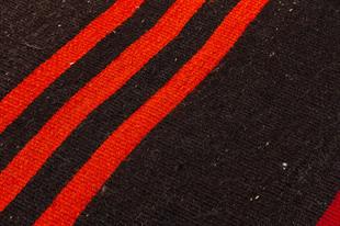 GENELEKSEL EL DOKUMA  KIRMIZI TURUNCU ÇİZGİLİ DESEN YÜN KİLİM