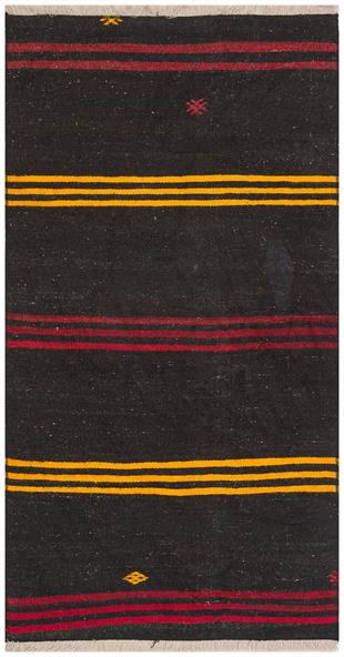 GENELEKSELEL DOKUMA SARİ KIRMIZI RENGİ ÇİZGİLİ ETNİK KİLİM