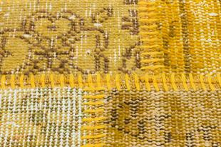 GENELEKSEL EL DOKUMA SARİ RENGİ PATCHWORK HALI PASPAS