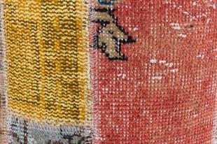 GERÇEK EL DOKUMA MULTİ RENGİ PATCHWORK YUVARLAK PUF