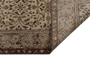 GENELEKSEL KREM KAHVERENGİ ÇİÇEKLİ DOĞAL VİNTAGE HALISI