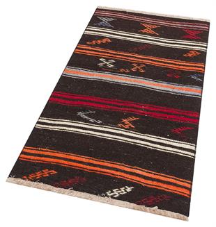 GERÇEK EL DOKUMA DESENLİ KEÇİ KILI YÜN KİLİMİ