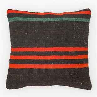  SİYAH RENK TURUNCU ÇİZGİLER VİNTAGE YASTIK KILIFI