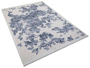 SARAY HALI BEYAZ MAVİ RENGİ ÇİÇEKLİ MODREN MAKŞNE HALI