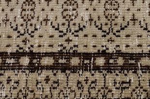 GERÇEK EL DOKUMA BEJ KAHVERENGİ ÇİÇEKLİ DESEN VİNTAGE SALON HALISI