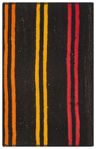 EL DOKUMA TURUNCU KIRMIZI RENGİ ÇİZGİLİ DESEN KEÇİ KILI YÜNLÜ KİLİM PASPAS