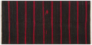 GENELEKSEL EL DOKUMA SİYAH KİRMİZİ RENGİ ÇİZGİLİ DESEN KİLİM