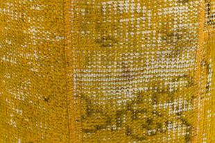 SARI RENGİ EL DOKUMA YUVARLAK PATCHWORK PUF