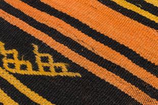 Siyah Turuncu Rengi El Dokuıma Keçi Kılı Yolluk Kilim