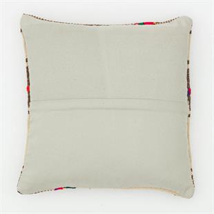 KREM KAHVERENGİ DESENLI EL DOKUMA KENDİR KİLİM YASTIK KILIFI