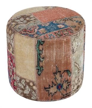 DOĞAL EL DOKUMA ANADOLU KİLİM PATCHWORK PUF