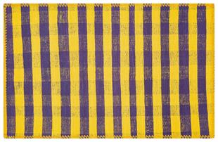 GELENEKSEL MOR SARI RENGİ KENDİR KİLİM PASPAS