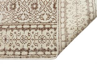 GENELEKSEL EL DOKUMA BEJ KAHVERENGİ ÇİÇEKLİ DESEN YÜN SALON HALISI