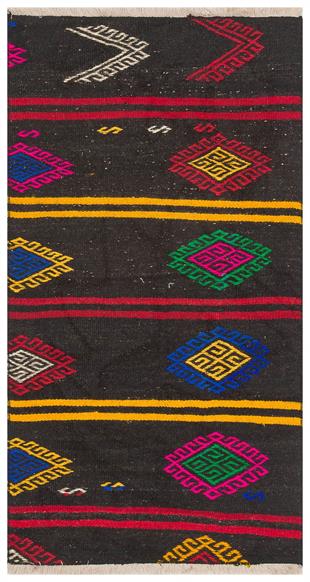 GERÇEK EL DOKUMA DESENLİ KEÇİ KILI YÜN KİLİMİ