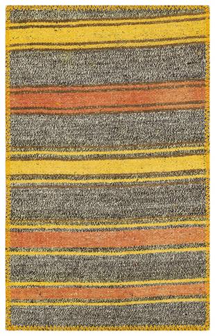 GERÇEK EL DOKUMA GÜMÜŞ SARİ RENGİ KEÇİ KILI YÜNLÜ KİLLİM PASPAS