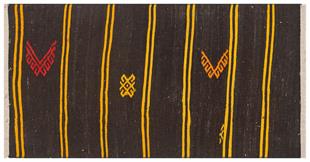 GERÇEK EL DOKUMA SARİ RENGİ ÇİZGİLİ DESEN ANADOLU KİLİM