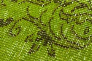 EŞSİZ EL DOKUMA FİSTİK YEŞİL SİYAH GÖBEKLİ DESEN YÜN VİNTAGE HALISI