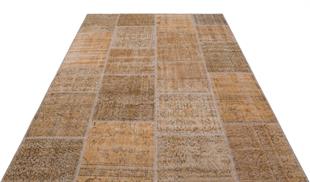 Geneleksel El Dokuma Açık Kahverengi  Patchwork Halı