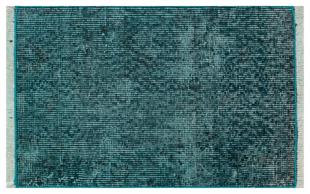 EŞSİZ EL DOKUMA KOYU TURKUAZ RENGİ VİNTAGE HALI PASPAS