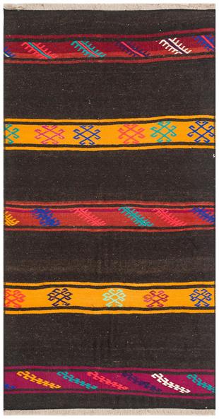 GENELEKSEL EL DOKUMA RENKLİ TÜRK MOTİFİ KİLİM