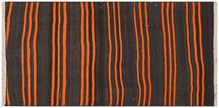 KAHVERENGİ TURUNCU RENGİ ÇİZGİLİ DESEN KEÇİ KİLİM