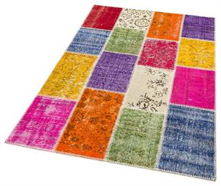 Geneleksel El Dokuma Multi Rengi Patchwork Halı